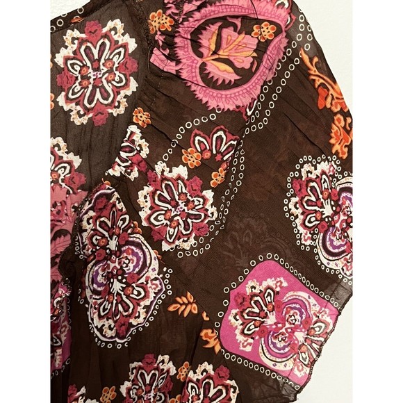 Boho Polyester Design Bay Studio Career Size Small Top Brown Blouses For Women - Picture 8 of 16